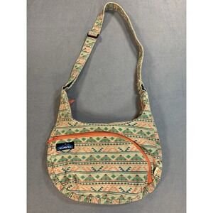 Kavu Sidewinder Pink/Teal Canvas Crossbody Bag Adjustable Strap Messenger Bag
